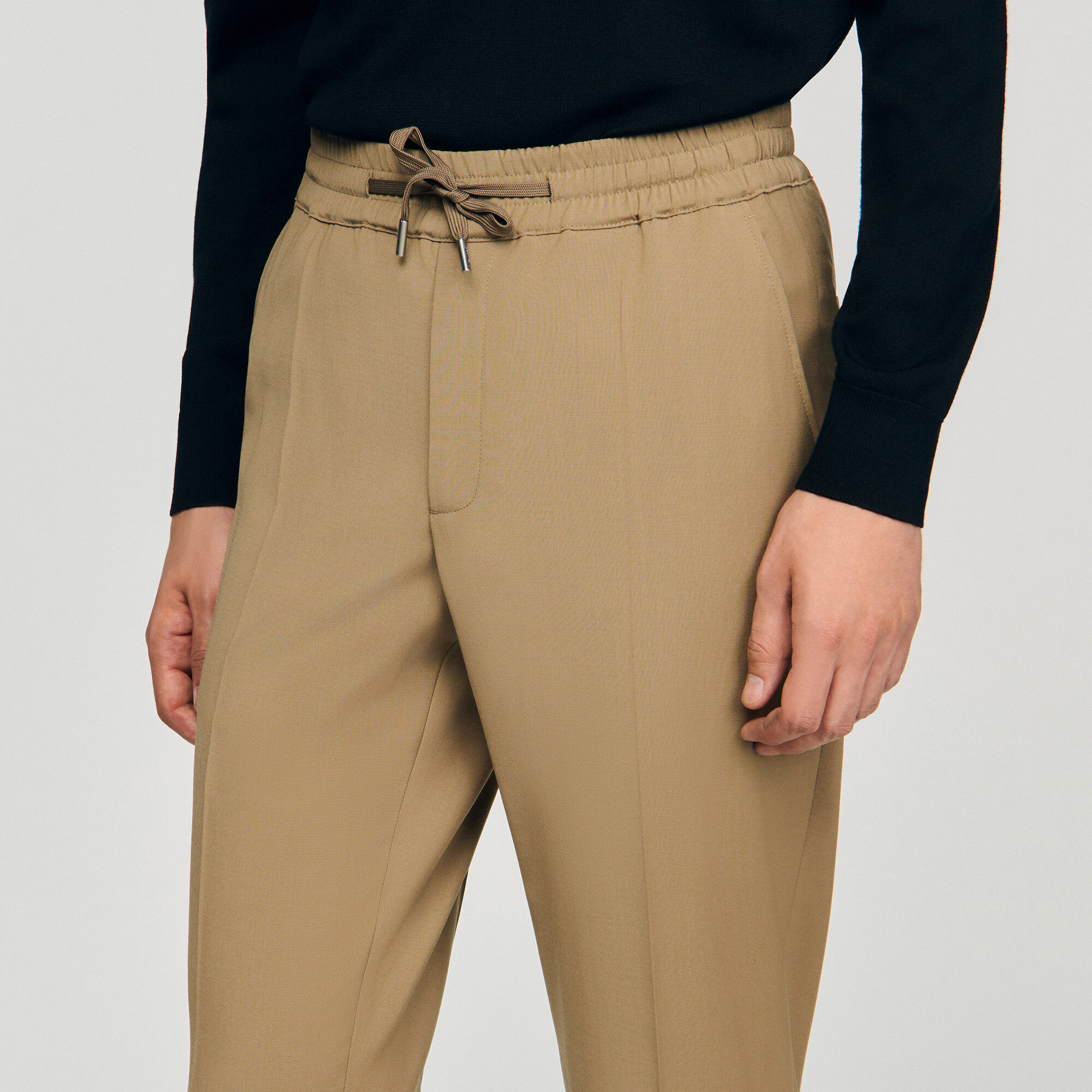 Elasticated straight-leg trousers