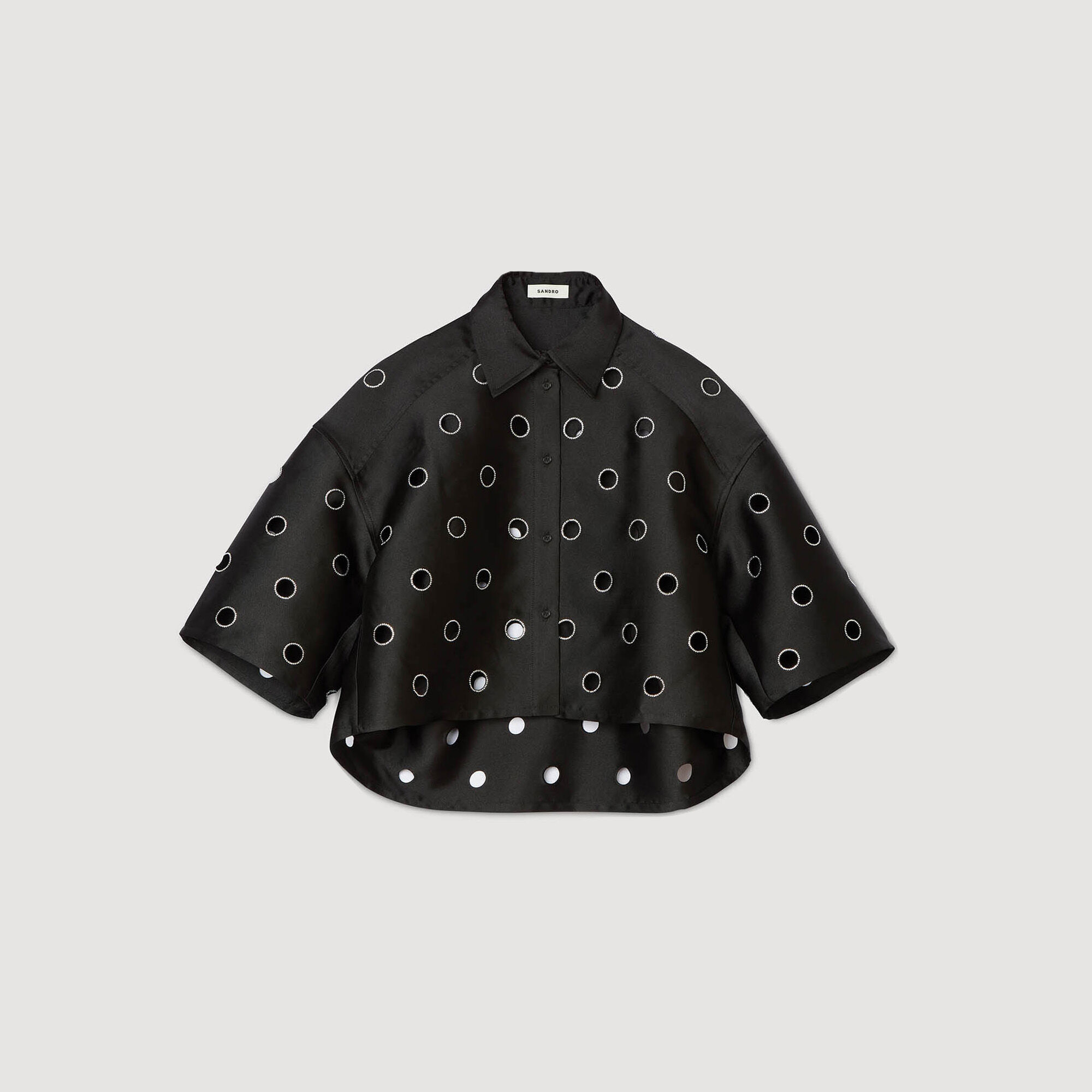 Denim shirt with rhinestones