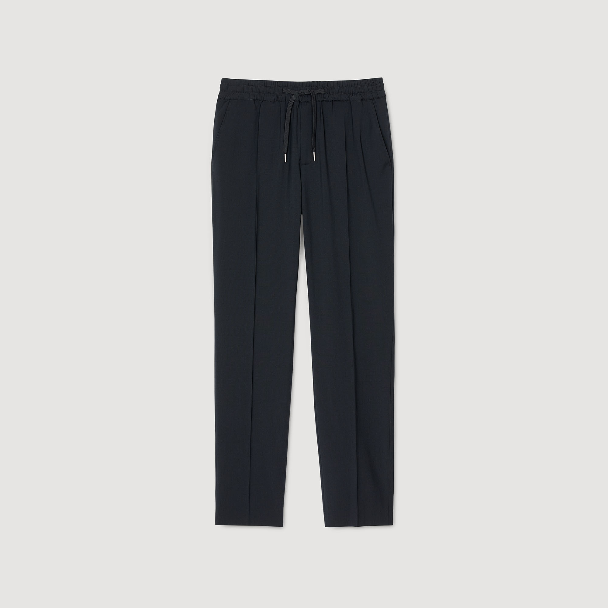 Elasticated straight-leg trousers