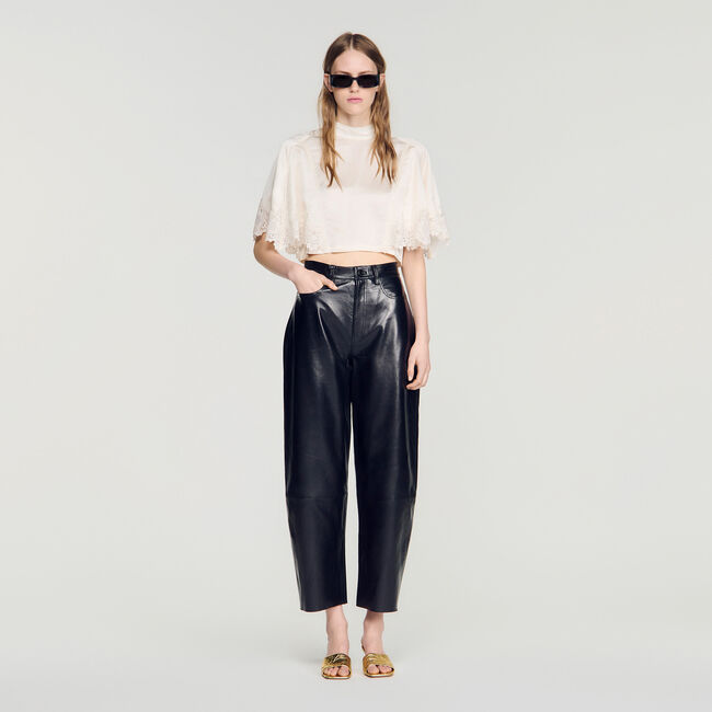 Satin cape-effect crop top