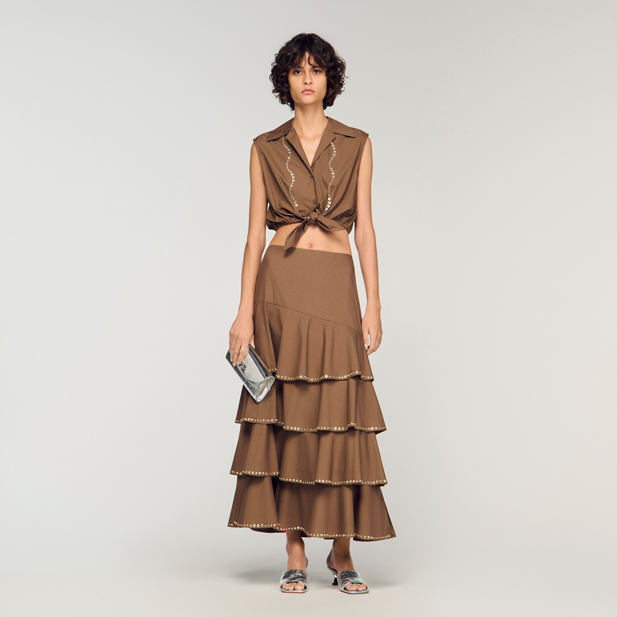 Long ruffled rhinestone skirt