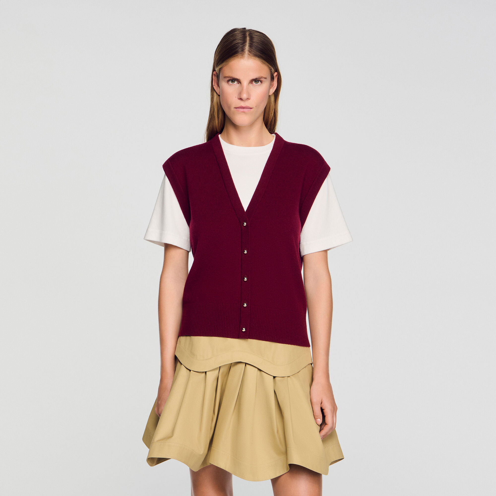 Two-tone wool and cashmere jumper