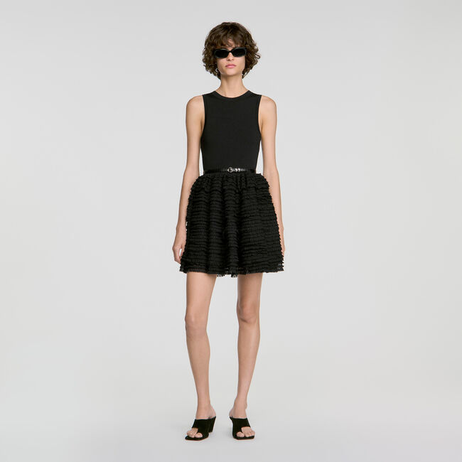 Short ruffled lace dress - Women | Sandro Paris
