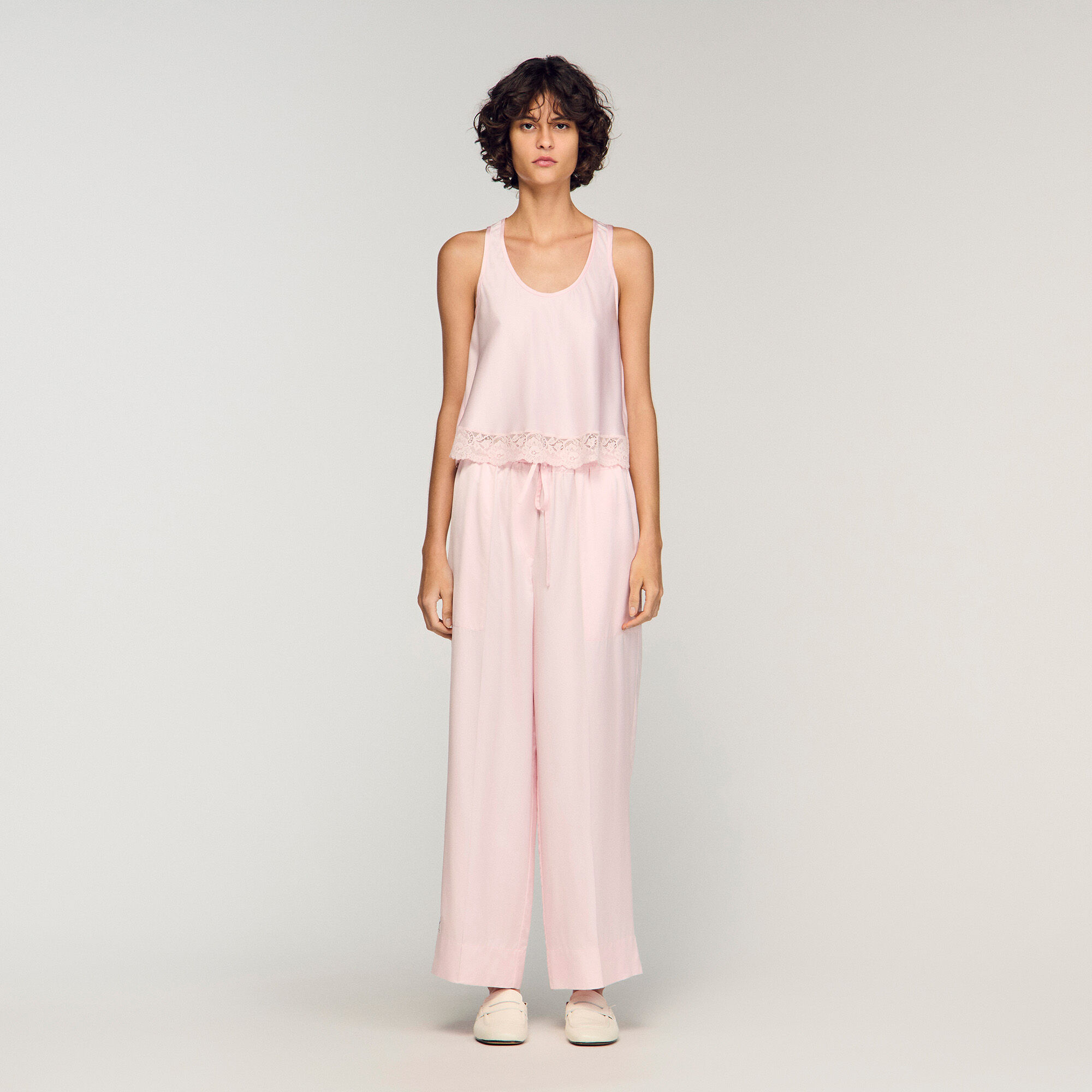 Satin wide-leg trousers