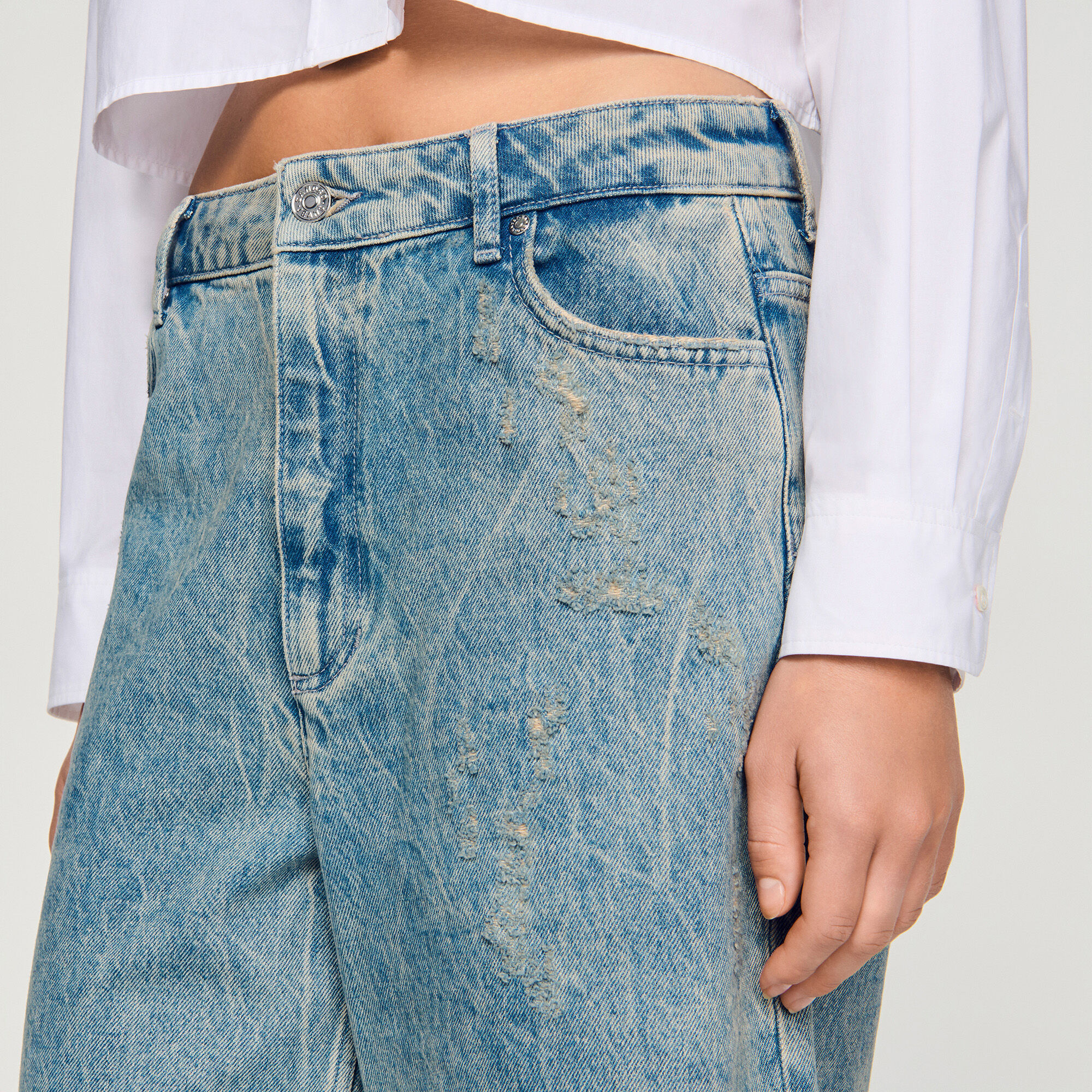 Distressed denim Bermuda shorts Distressed denim Bermuda shorts