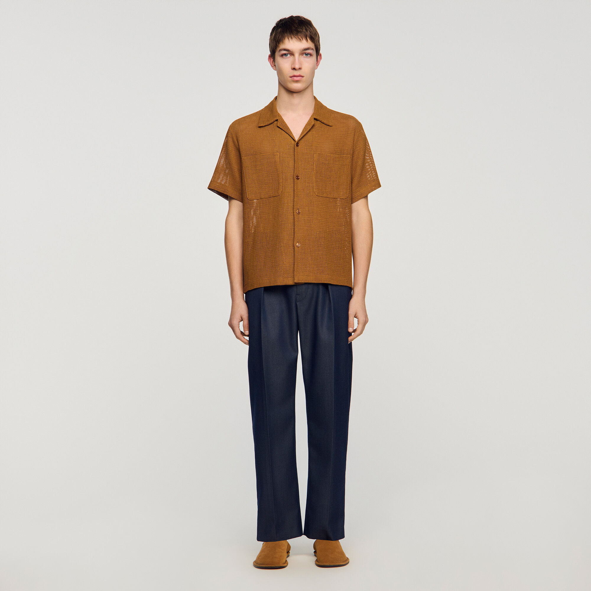 Openwork mesh shirt