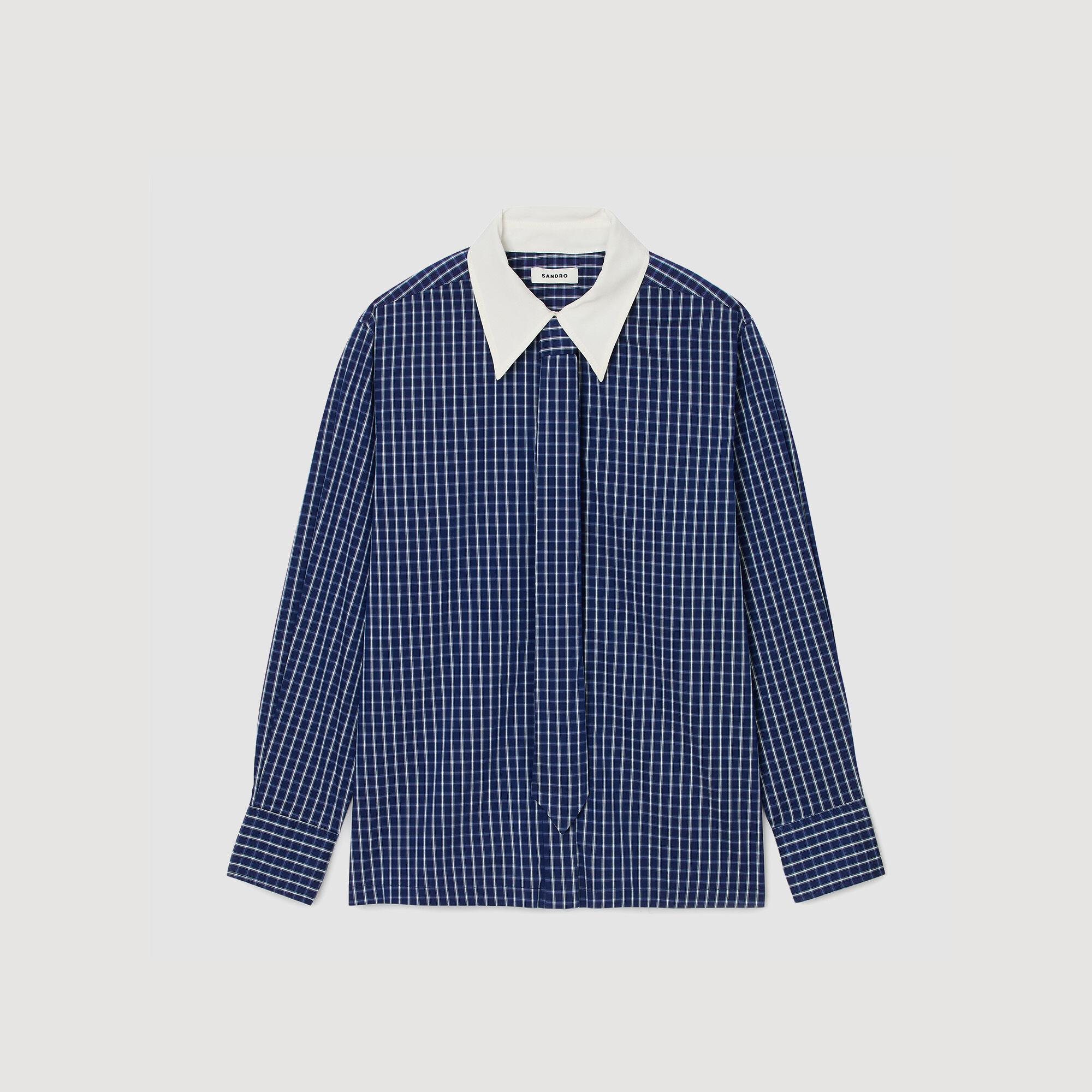 Check shirt with tie