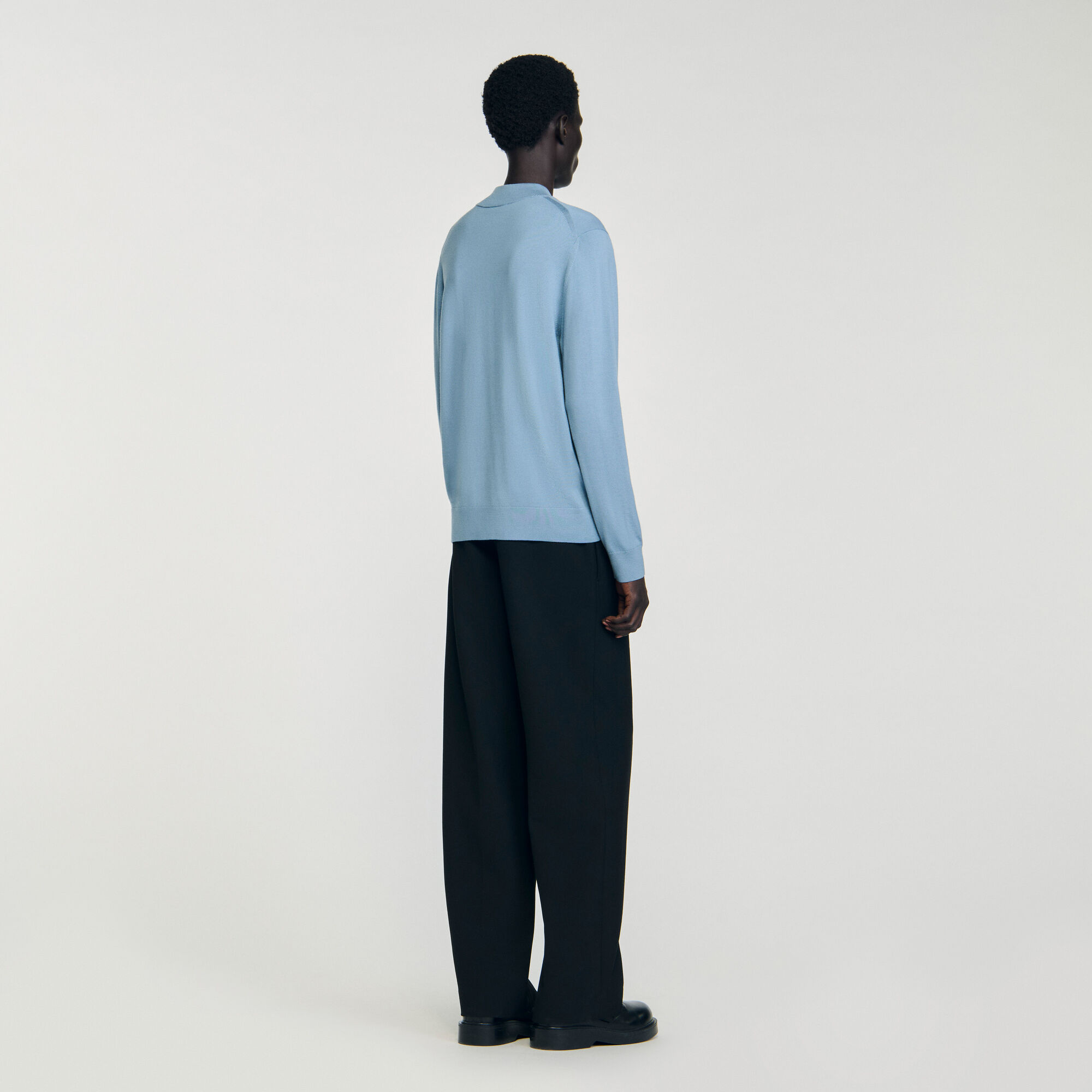 Wool jumper with a high collar