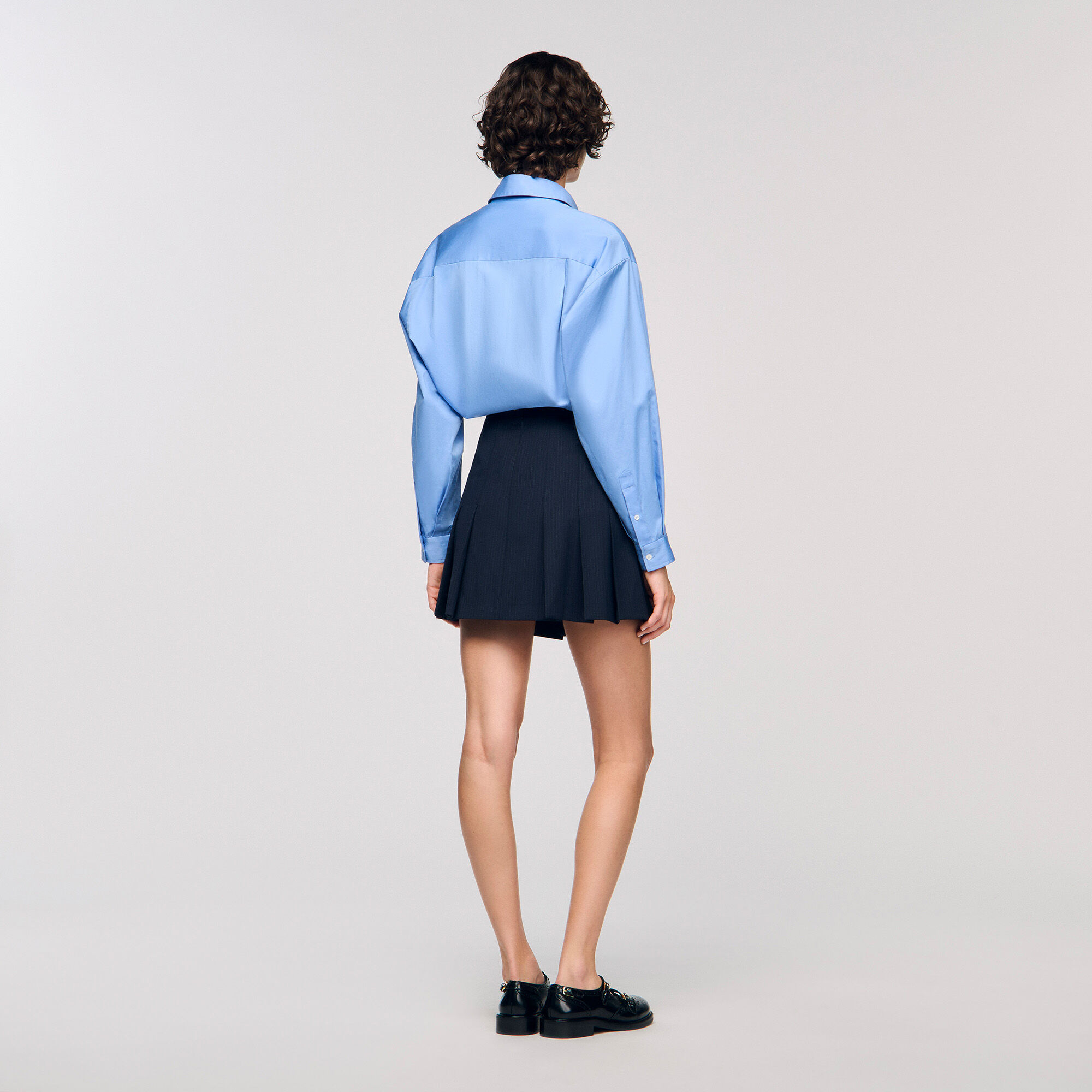 Short striped pleated skirt