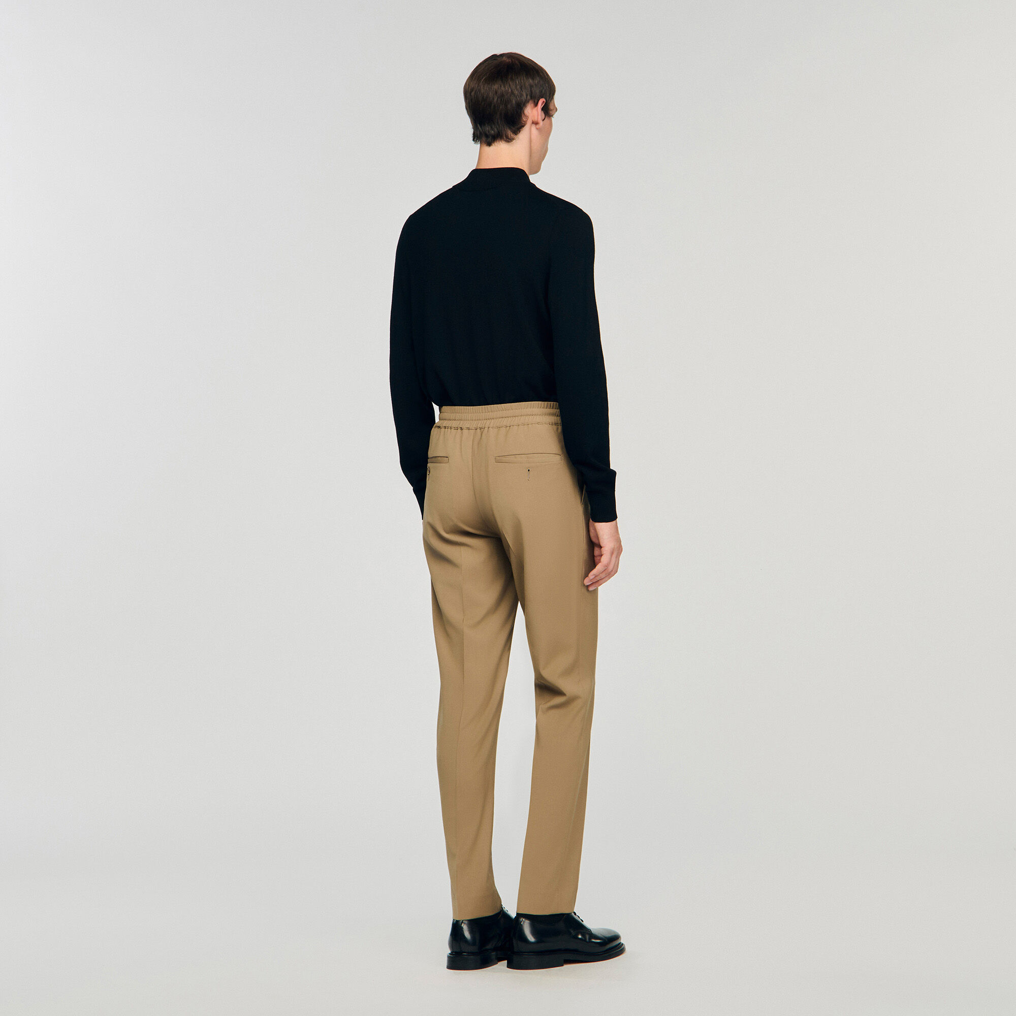 Elasticated straight-leg trousers