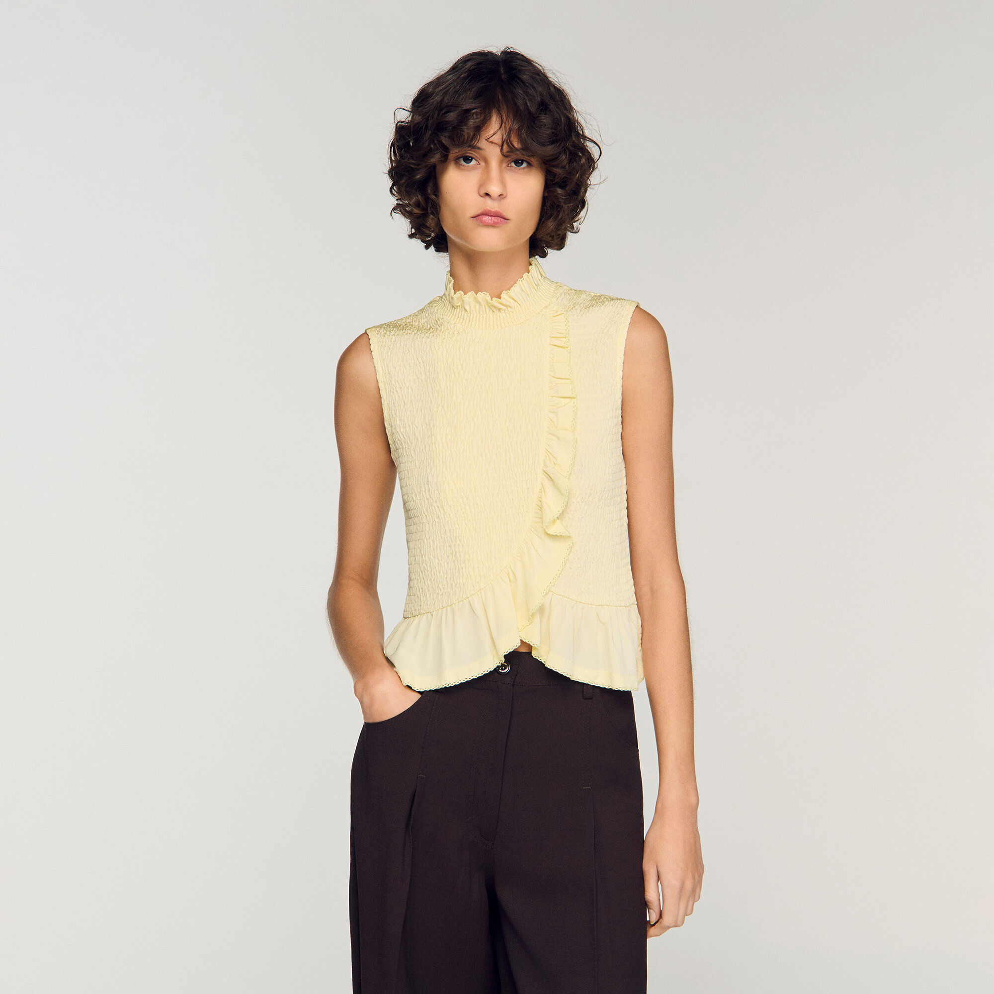 Ruffled smocked top