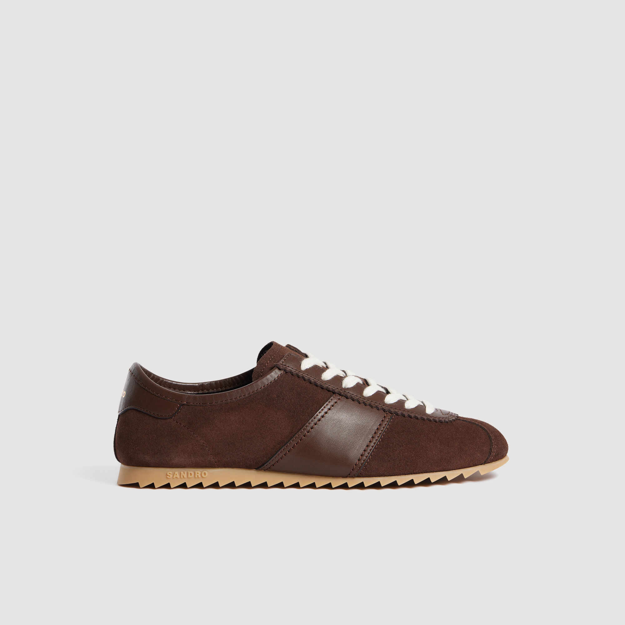 Leather and suede low-top trainers