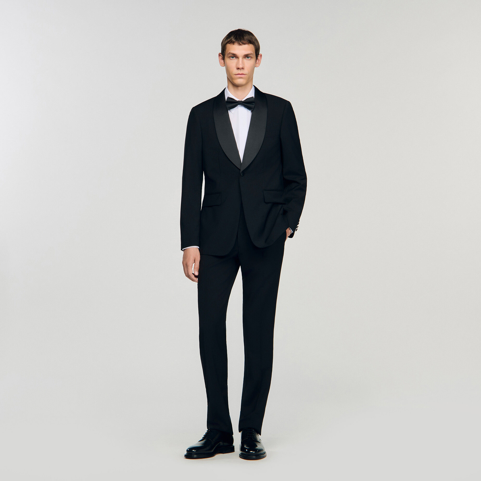 Wool jacket with shawl collar