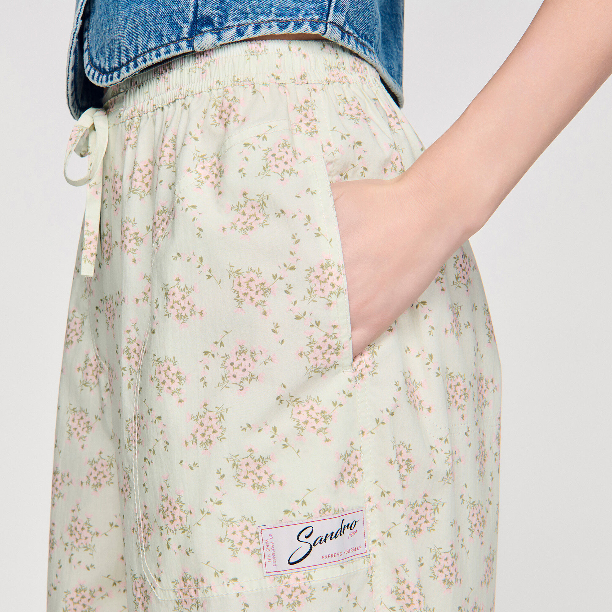 Cropped studded denim jacket