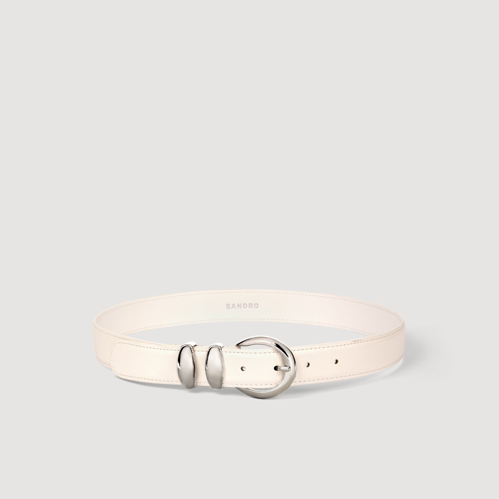 Leather belt with metal buckle