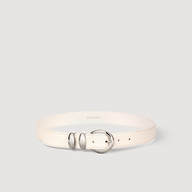 Leather belt with metal buckle