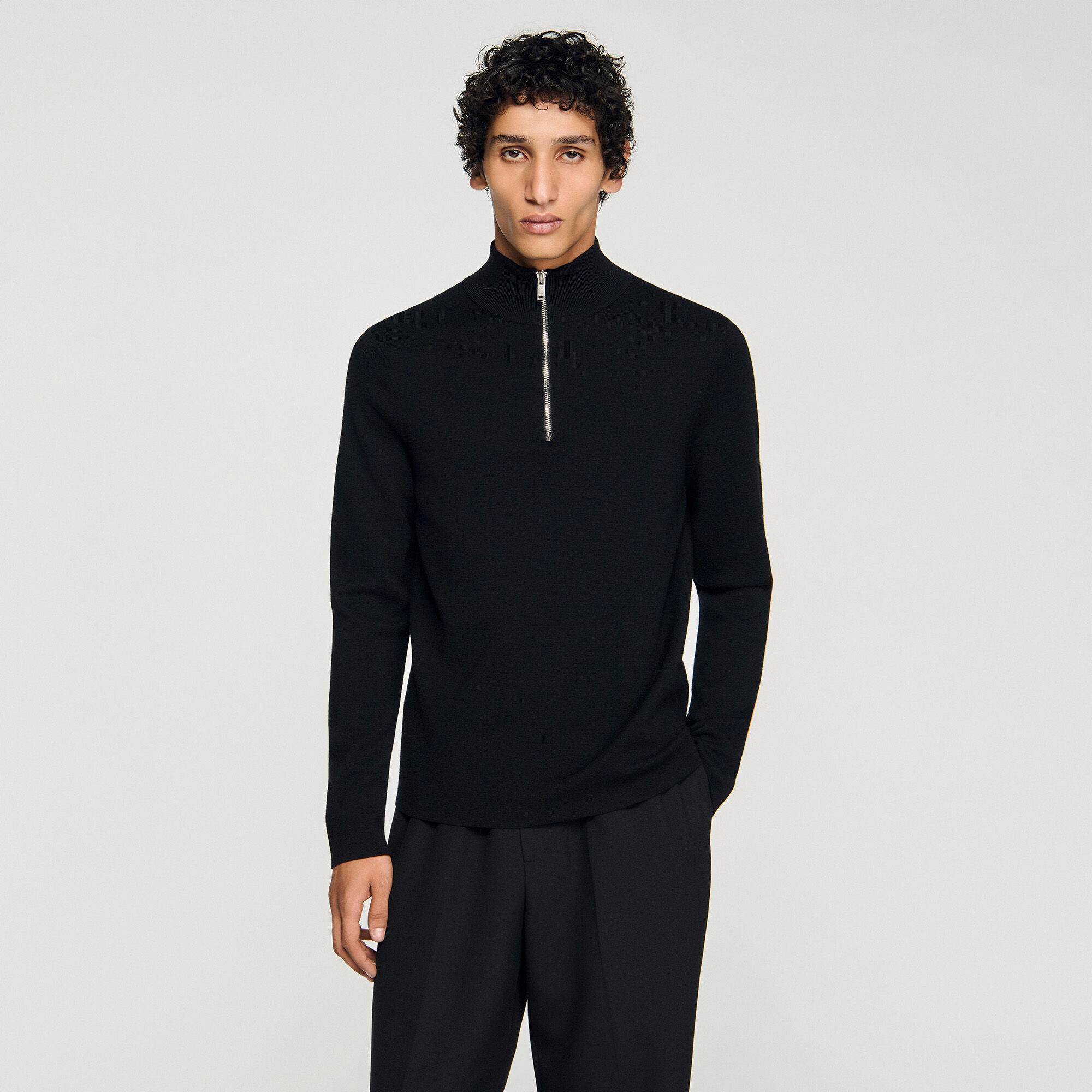 Wool jumper with zip collar Wool jumper with zip collar
