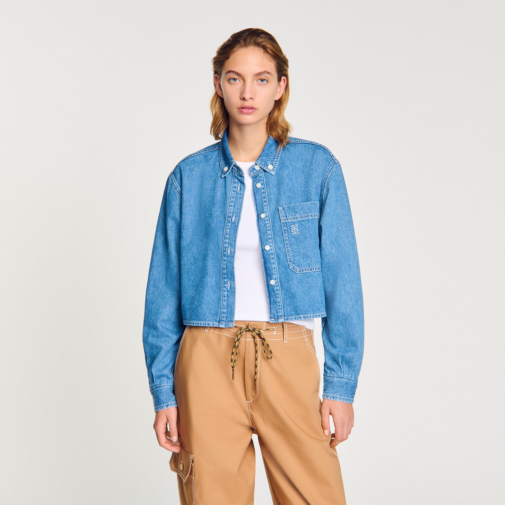 Denim cropped shirt