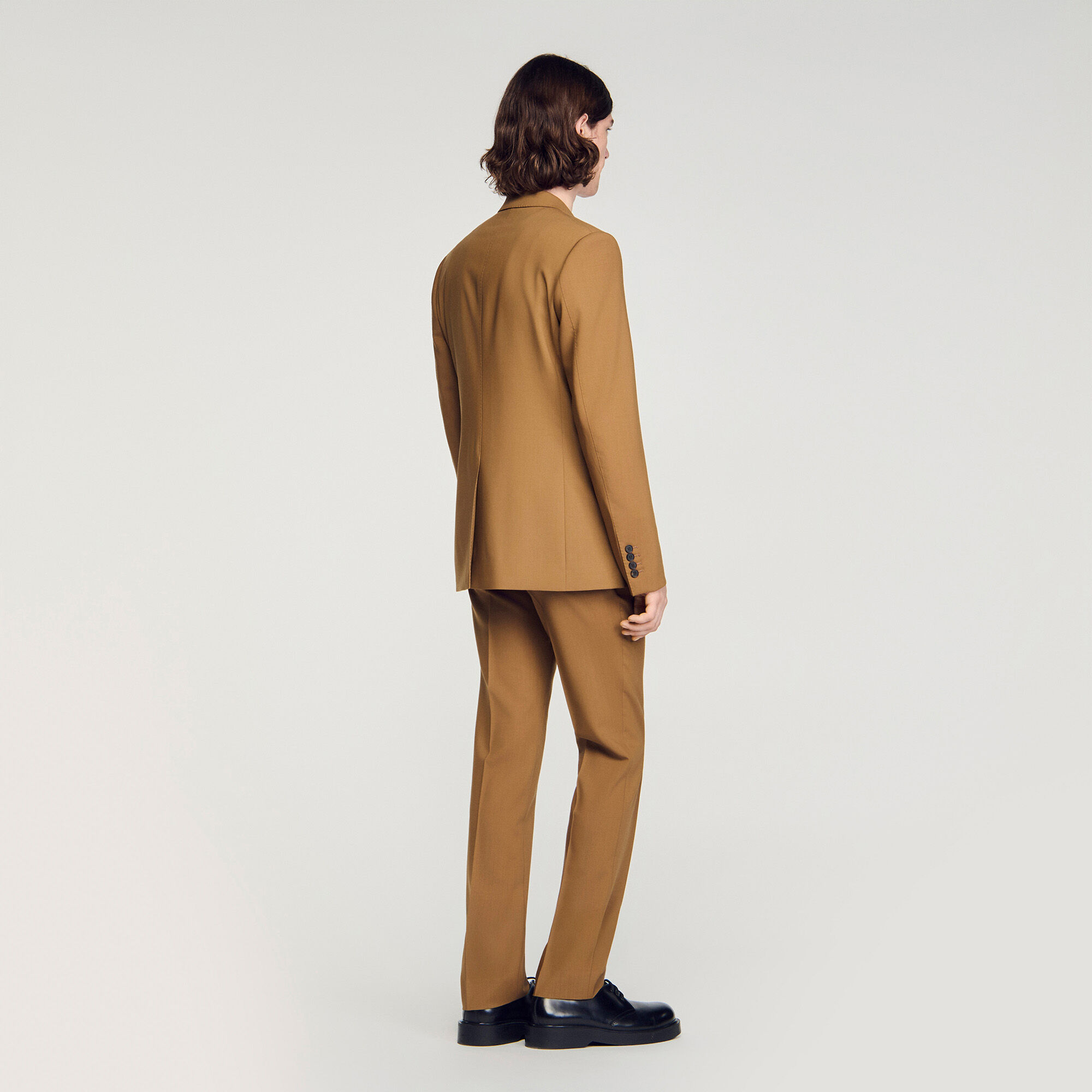 Double-breasted wool suit jacket
