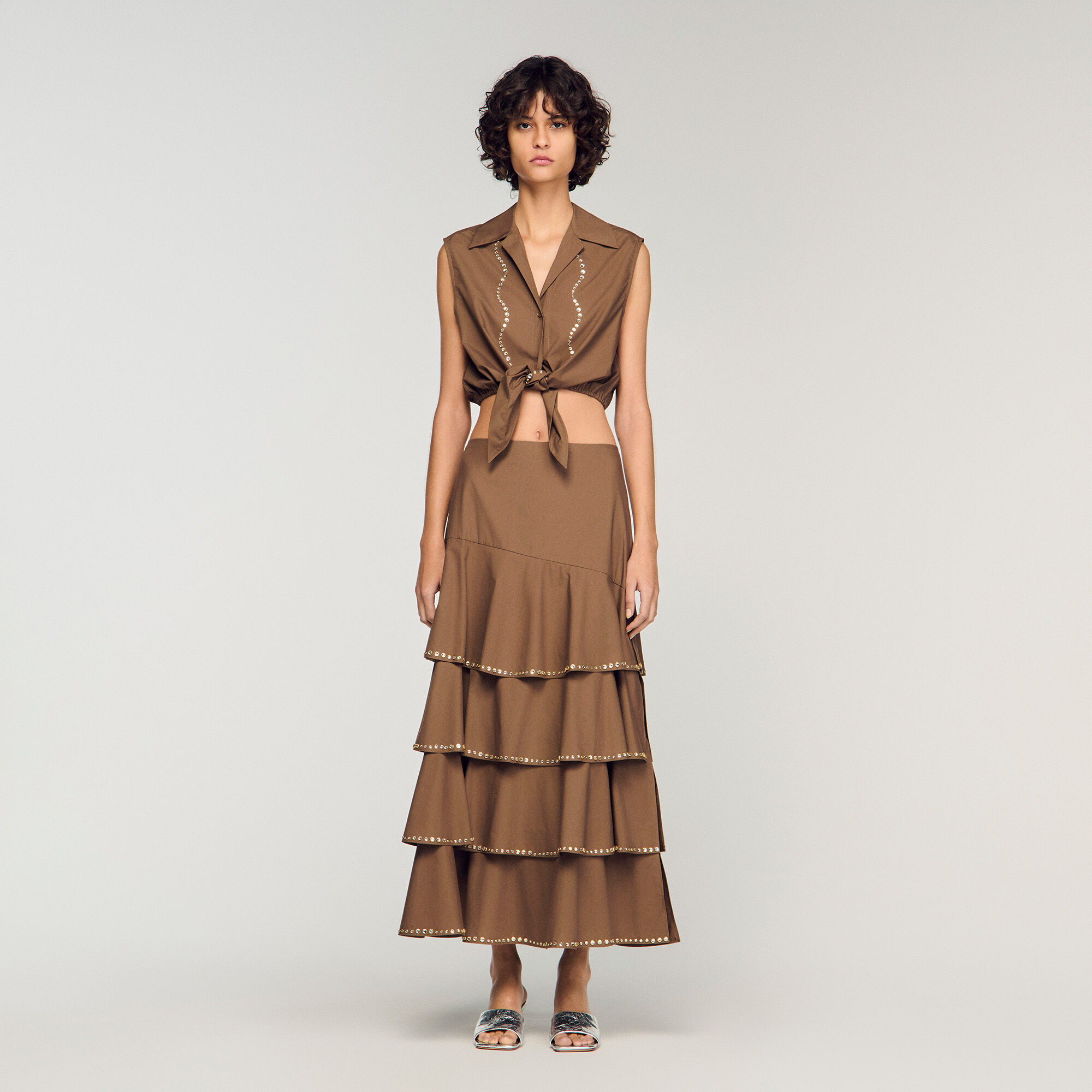 Long ruffled rhinestone skirt