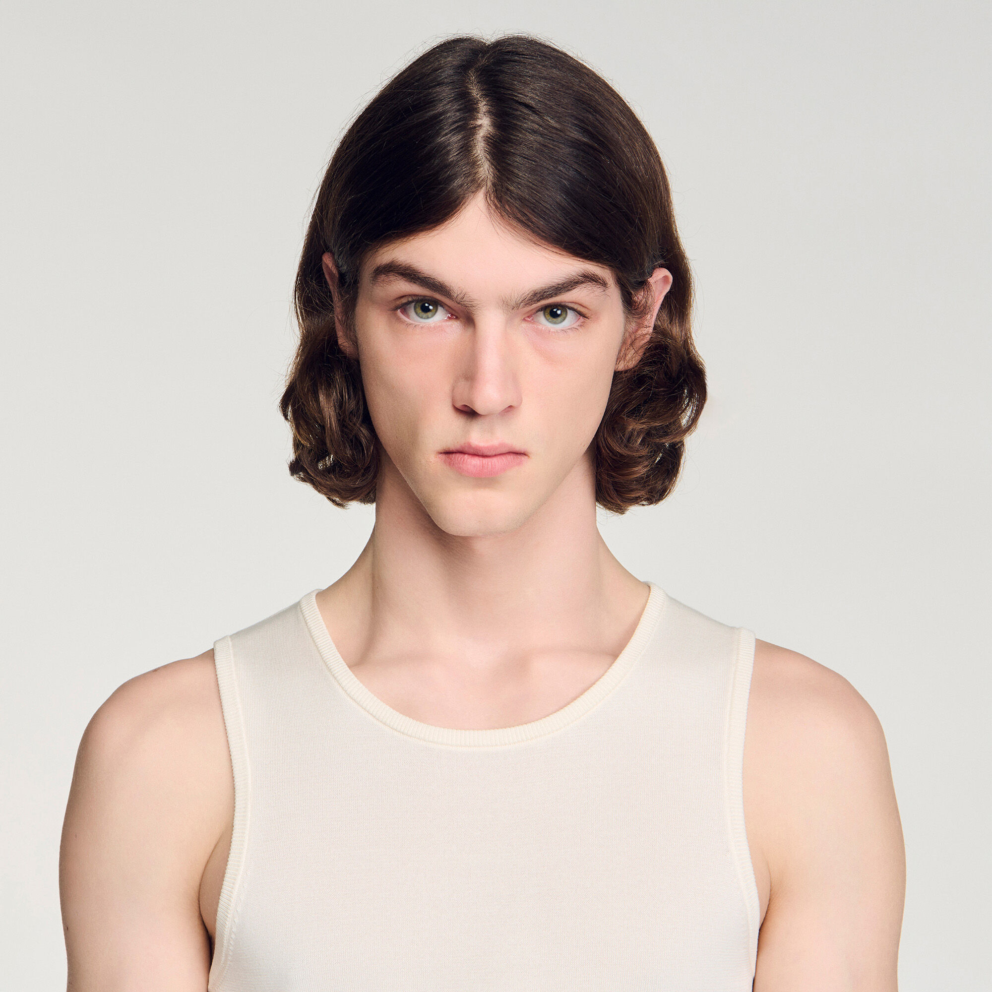 Knit crew neck vest top