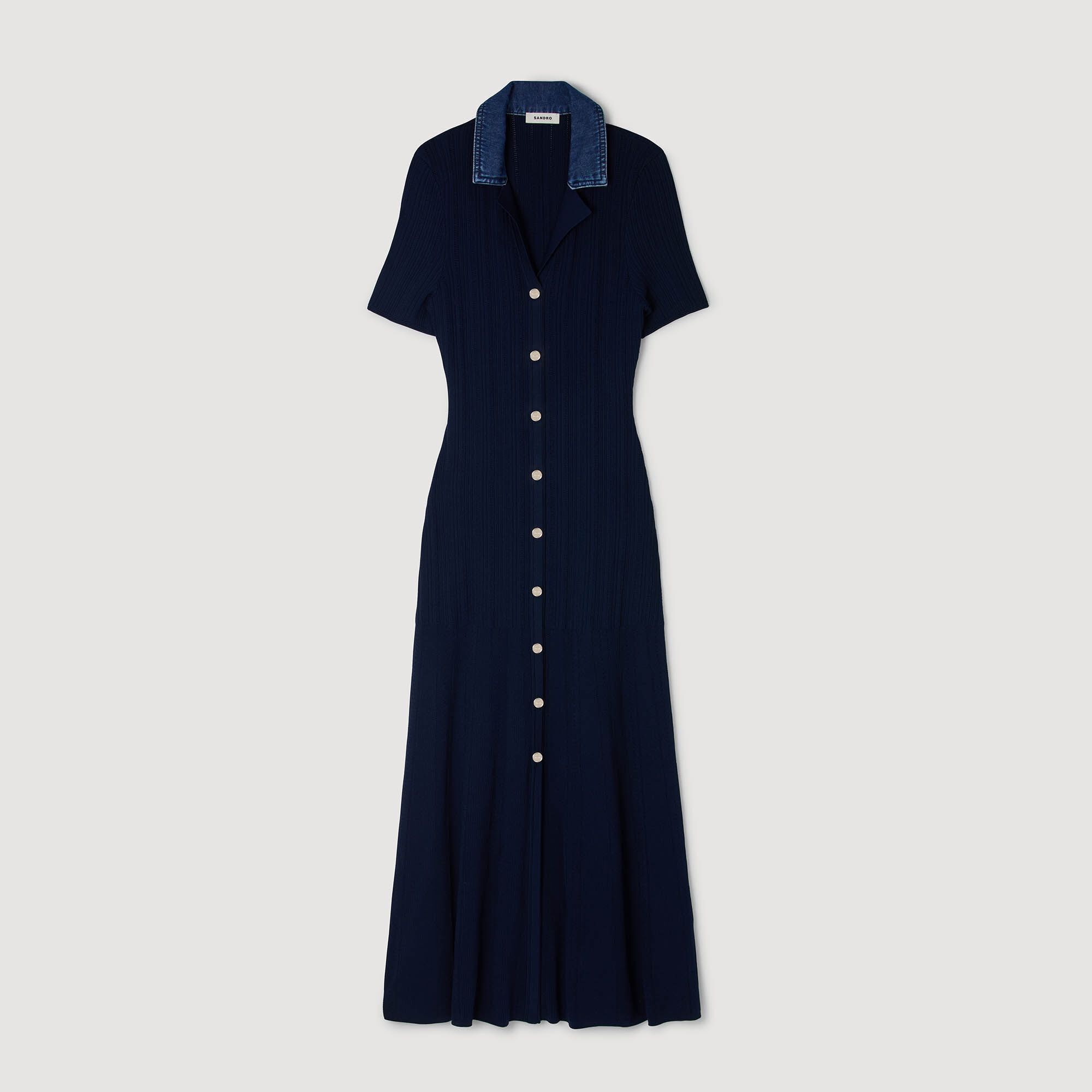 Denim collar knit maxi dress Denim collar knit maxi dress