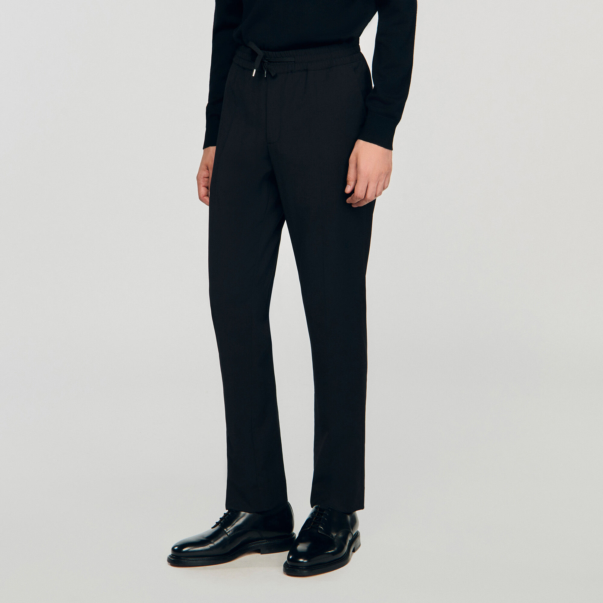 Elasticated straight-leg trousers