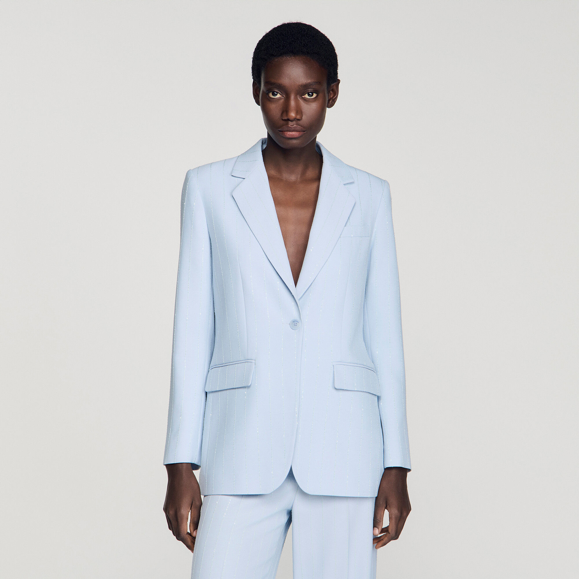 Sequin-stripe tailored jacket