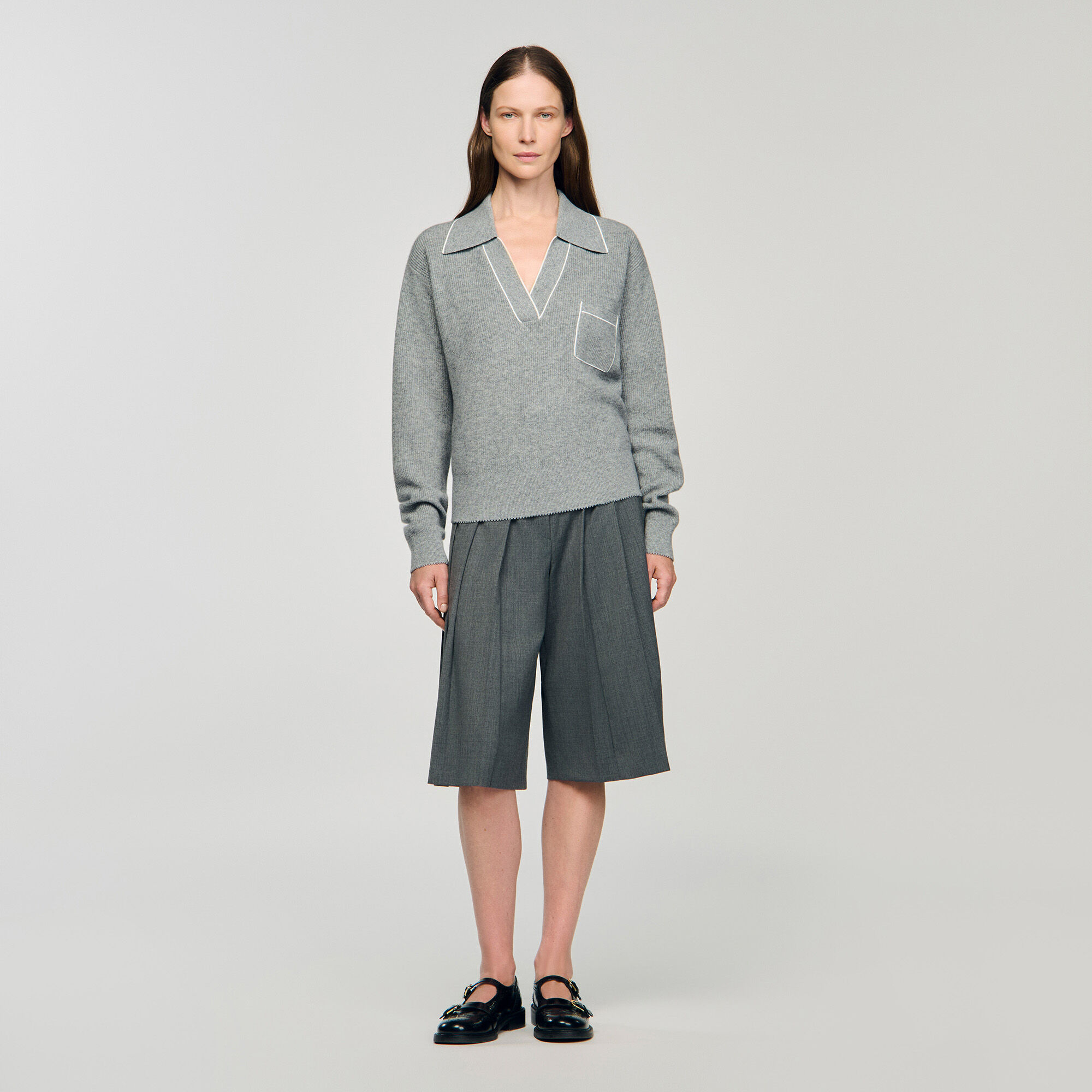 Open polo-collar neck jumper Open polo-collar neck jumper