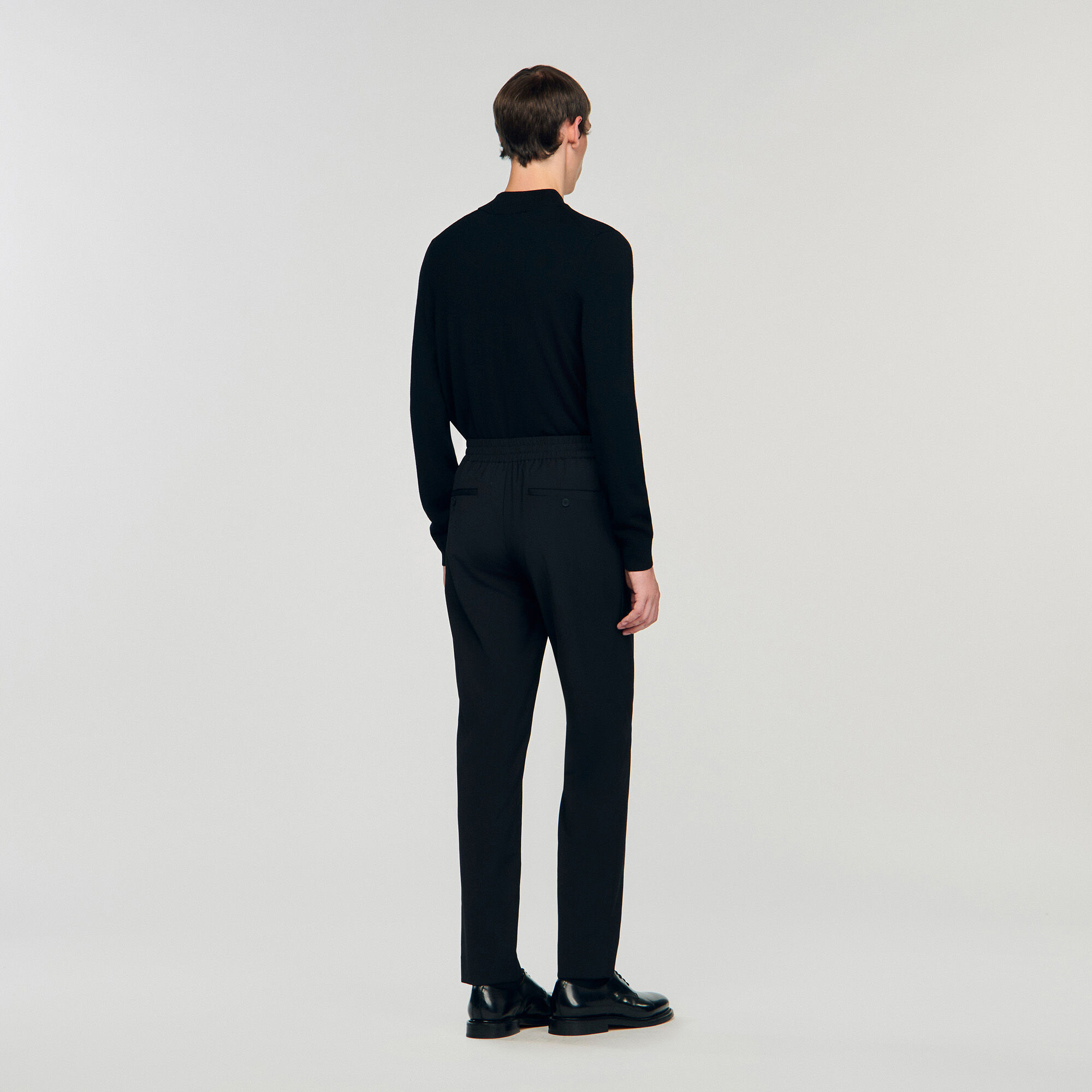 Elasticated straight-leg trousers