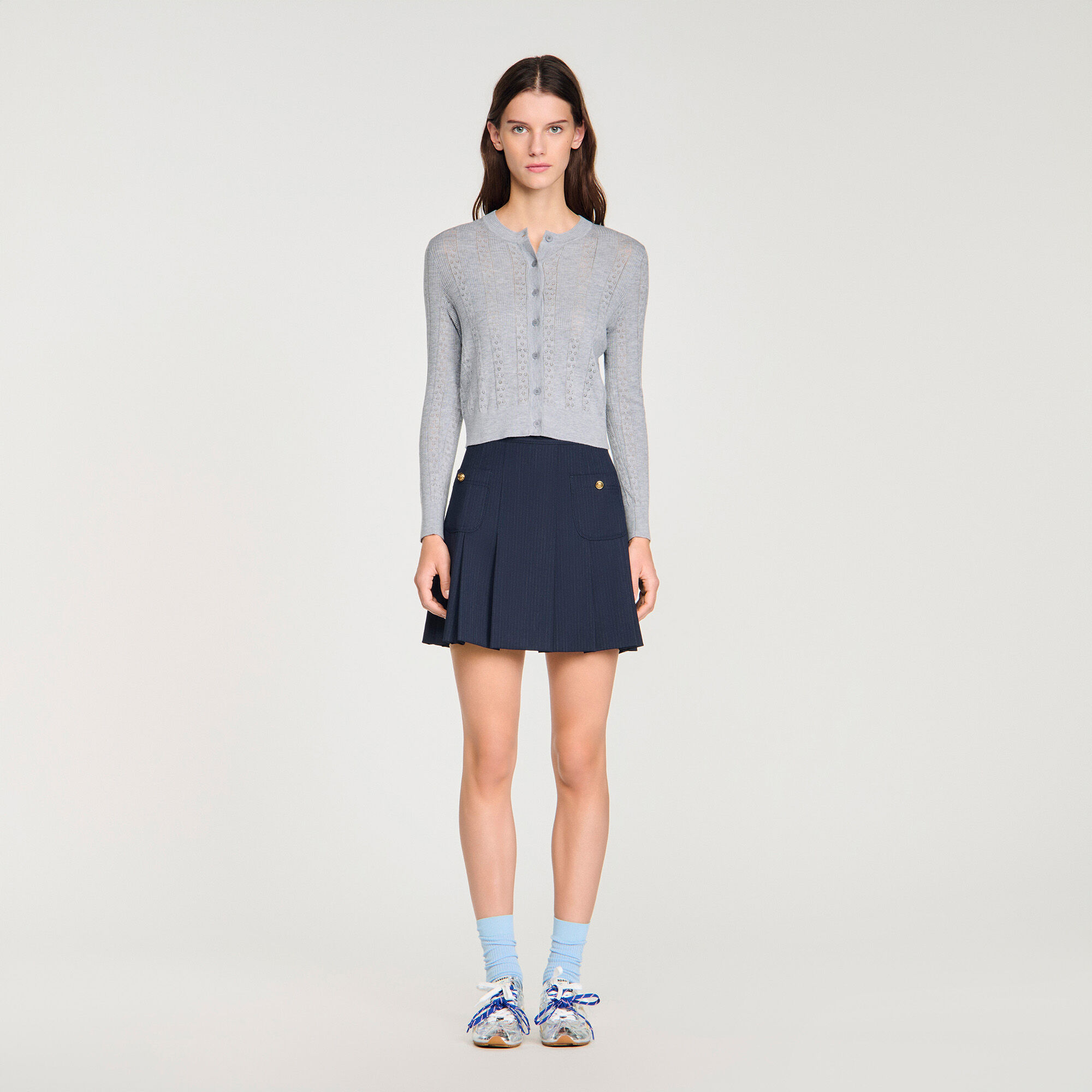 Pointelle knit cardigan