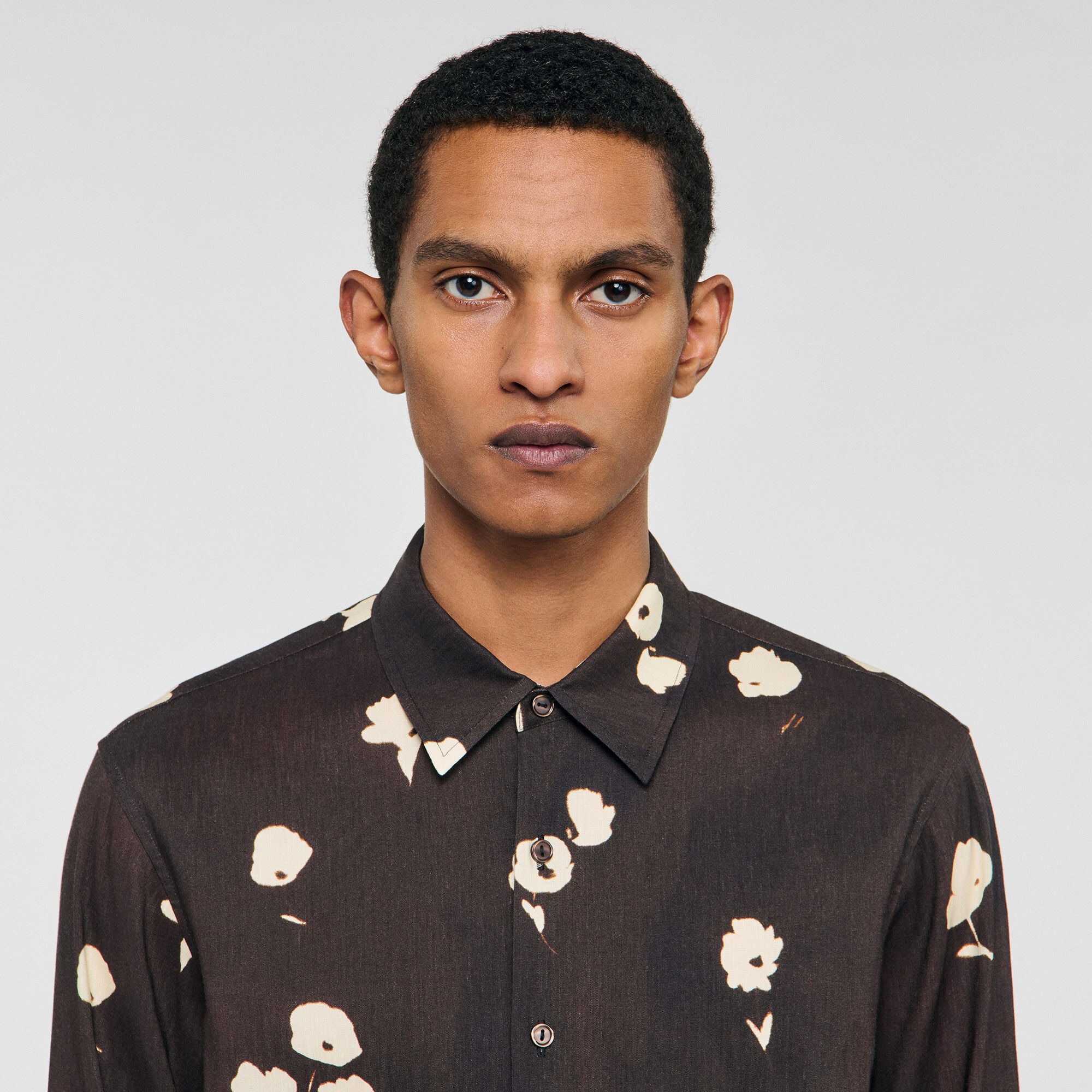 Floral print linen shirt