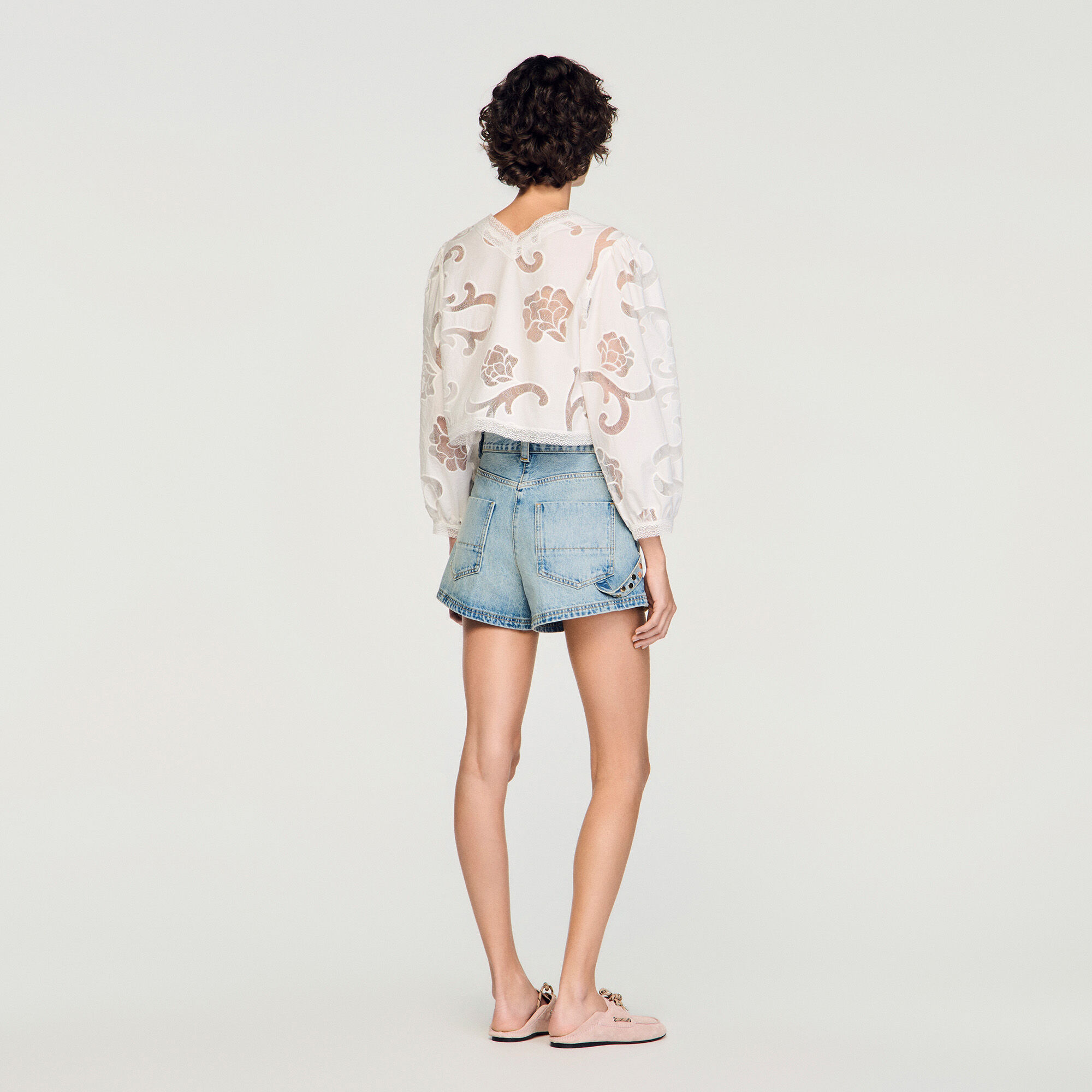 Floral openwork crop top