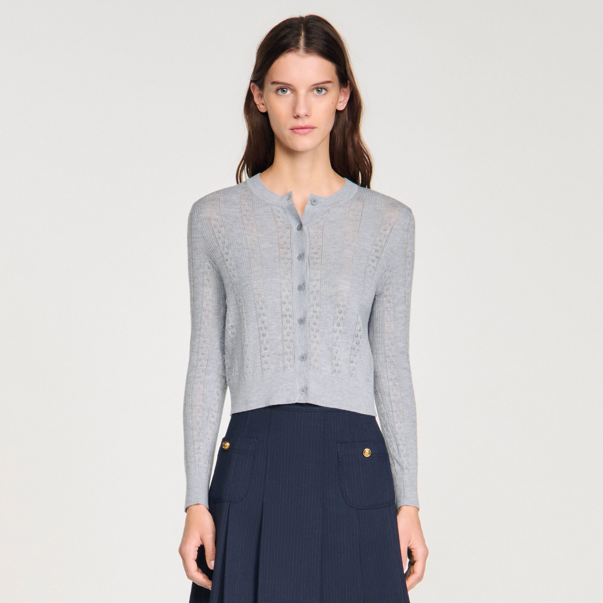 Pointelle knit cardigan