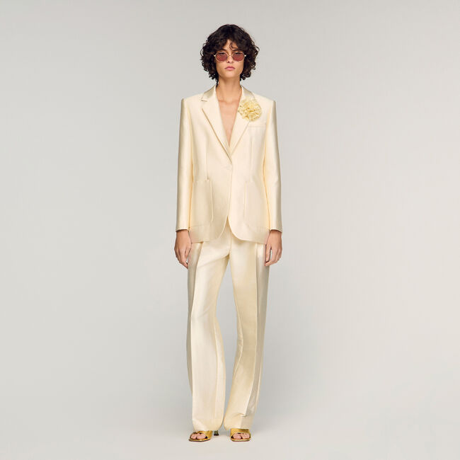 Satin jacket with flower detail