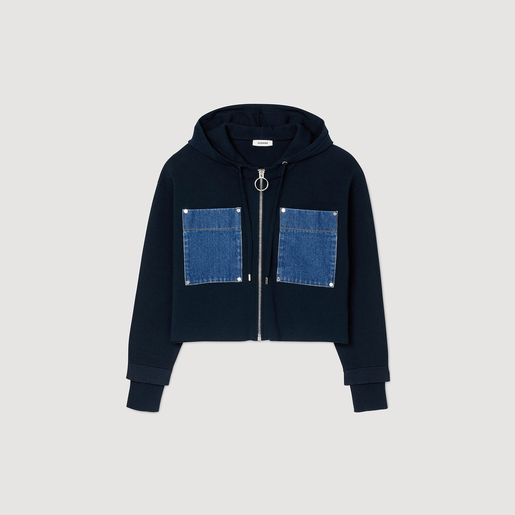 Knit and denim sweatshirt - Women | Sandro Paris
