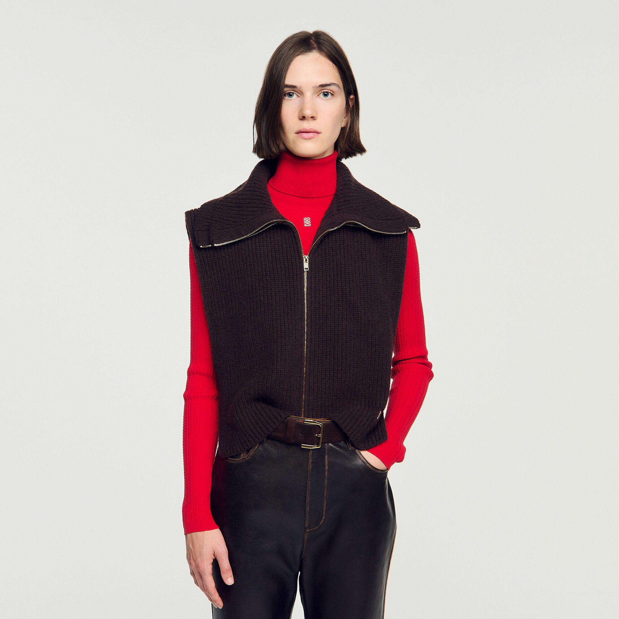 Zipped trucker collar - Women | Sandro Paris