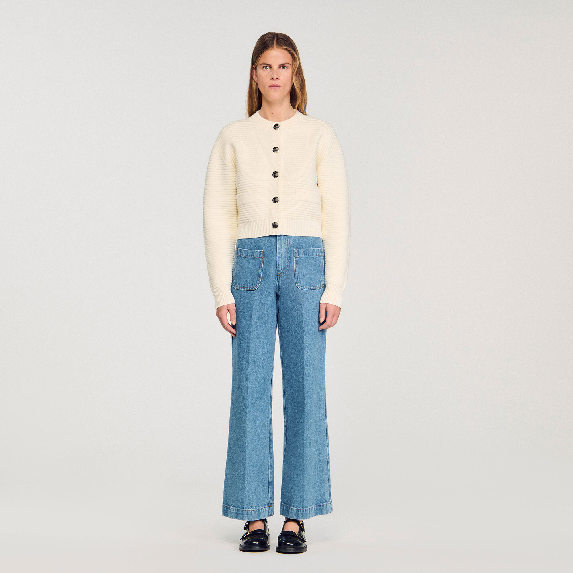 Textured knit cardigan