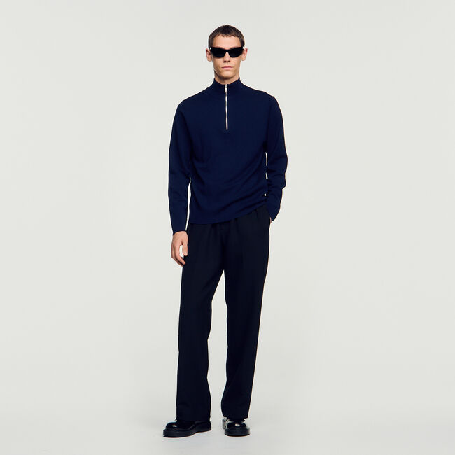 Wool jumper with zip collar - Men | Sandro Paris