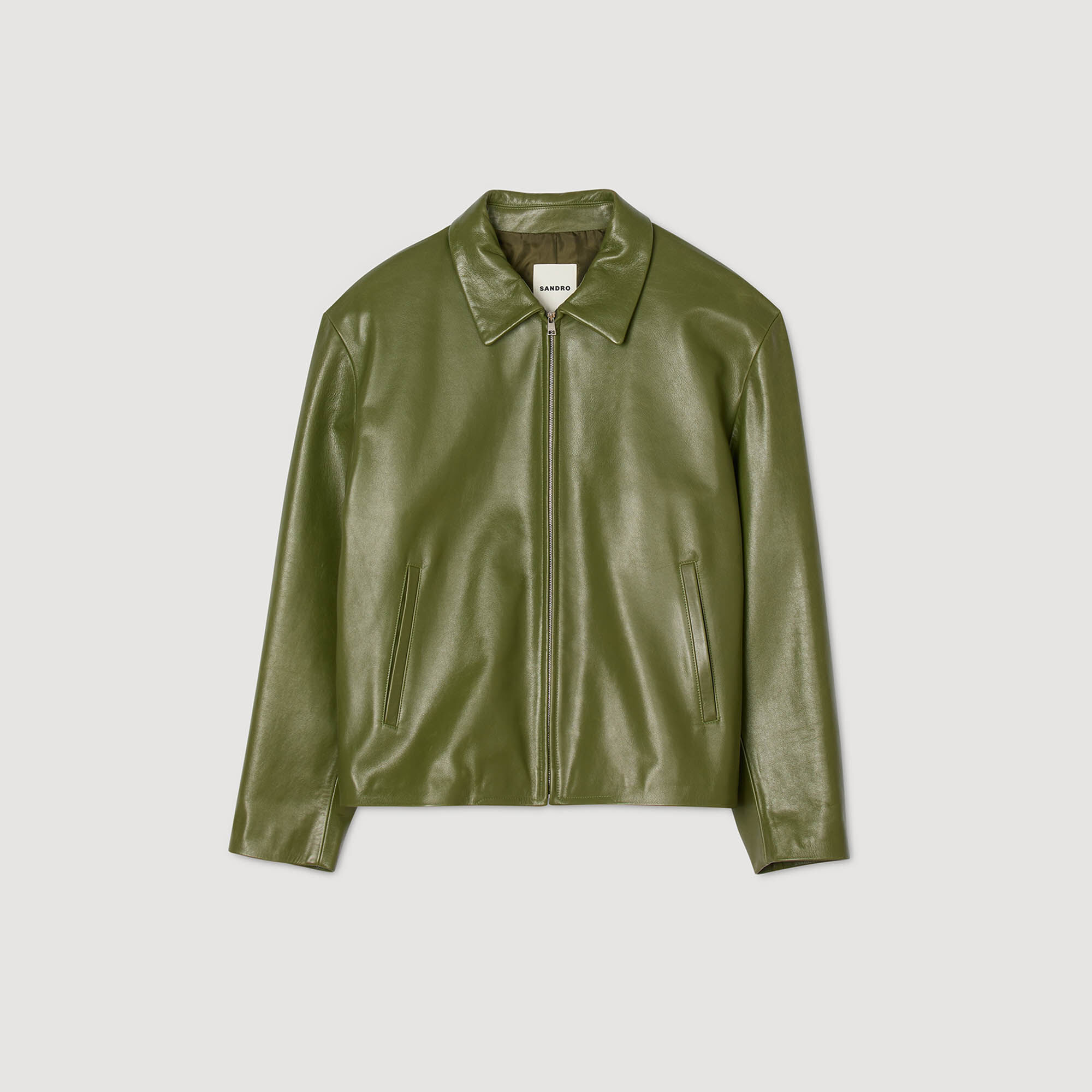 Zip-up leather jacket