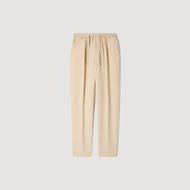 Elasticated straight-leg trousers