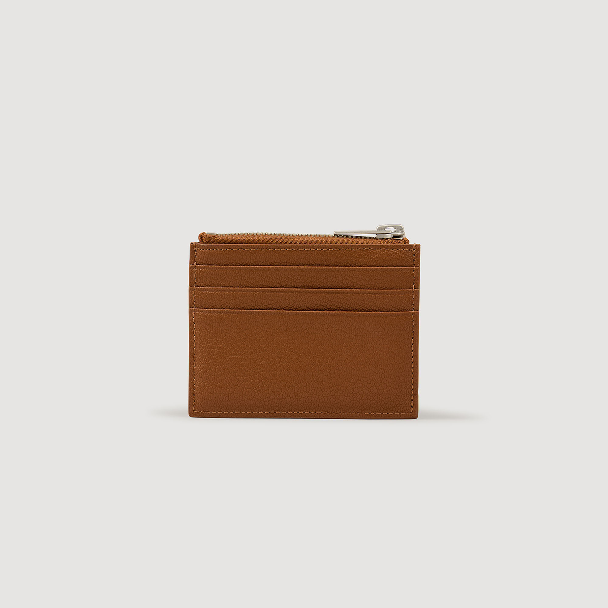 Grained leather zip card holder Grained leather zip card holder