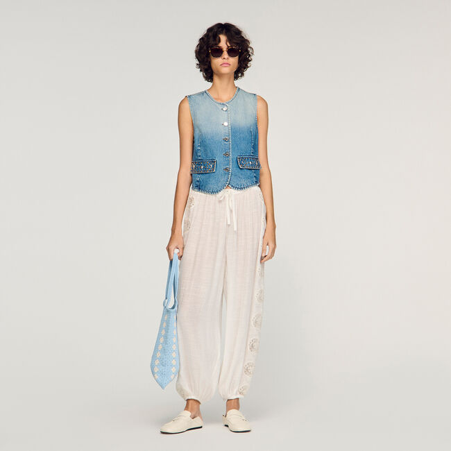 Crinkled wide-leg trousers