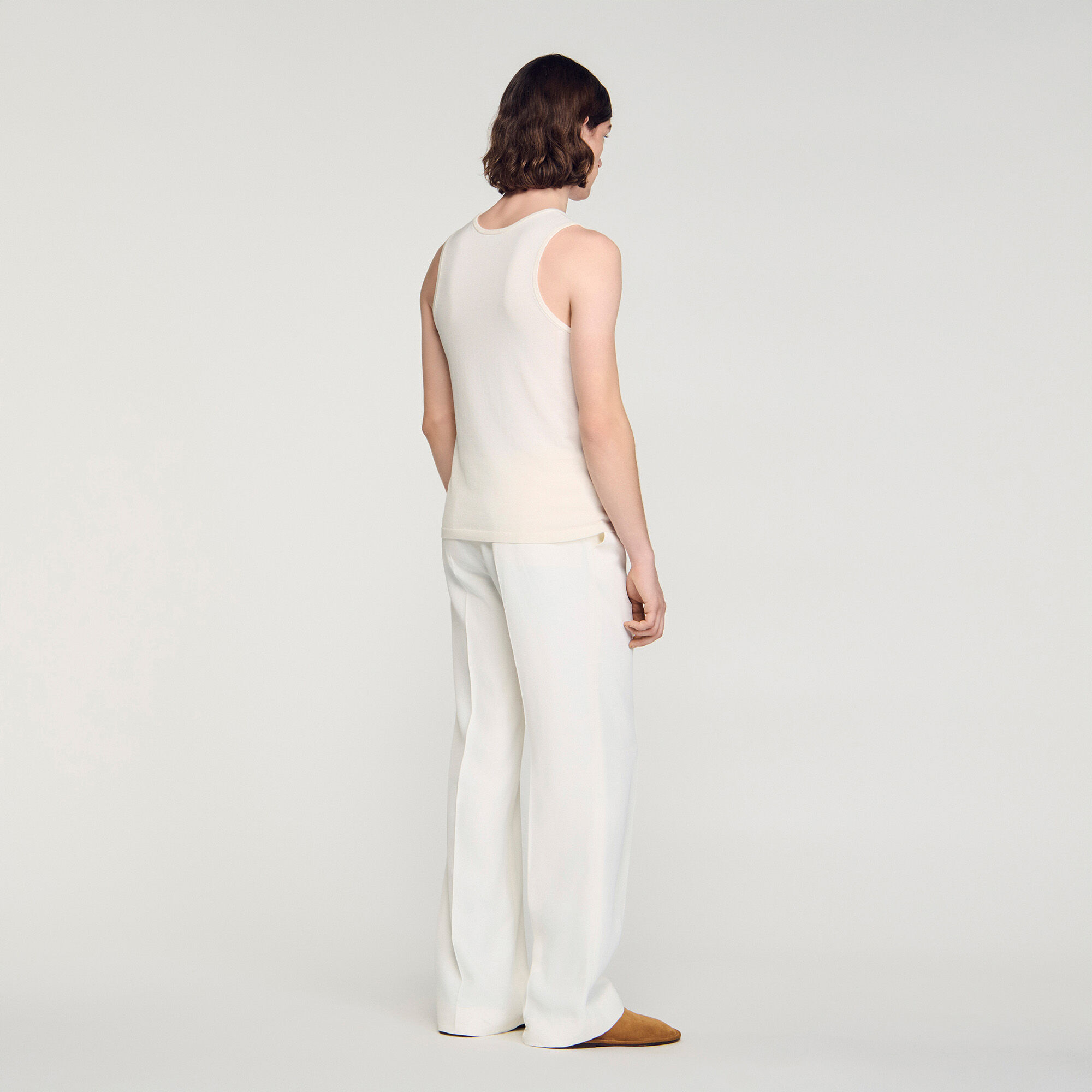 Knit crew neck vest top