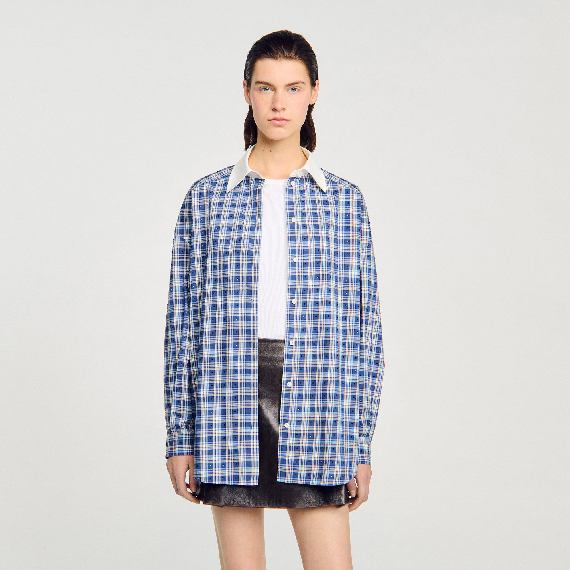 Rhinestone check shirt