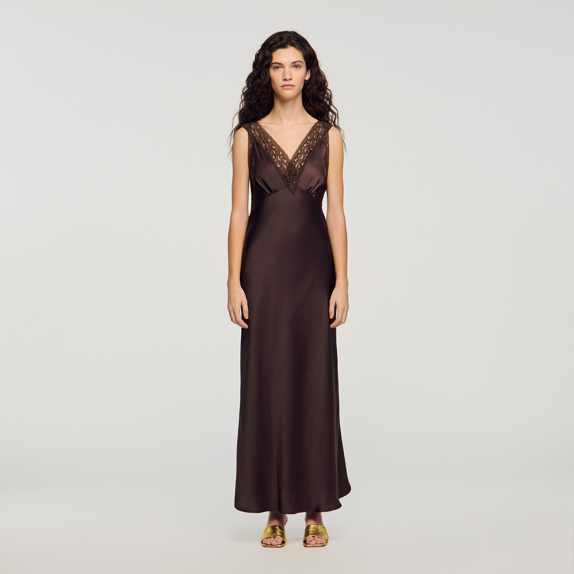 Lace collar maxi dress