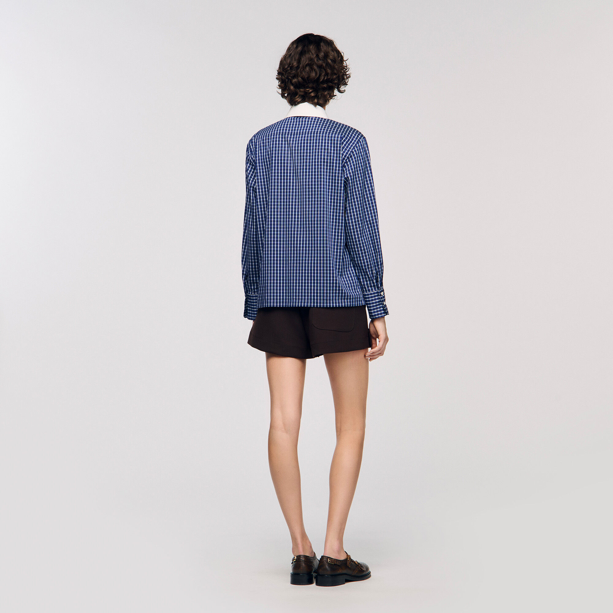 Check shirt with tie