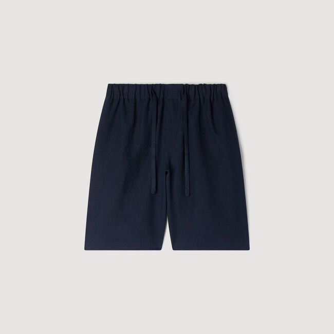 Elastic waist linen shorts