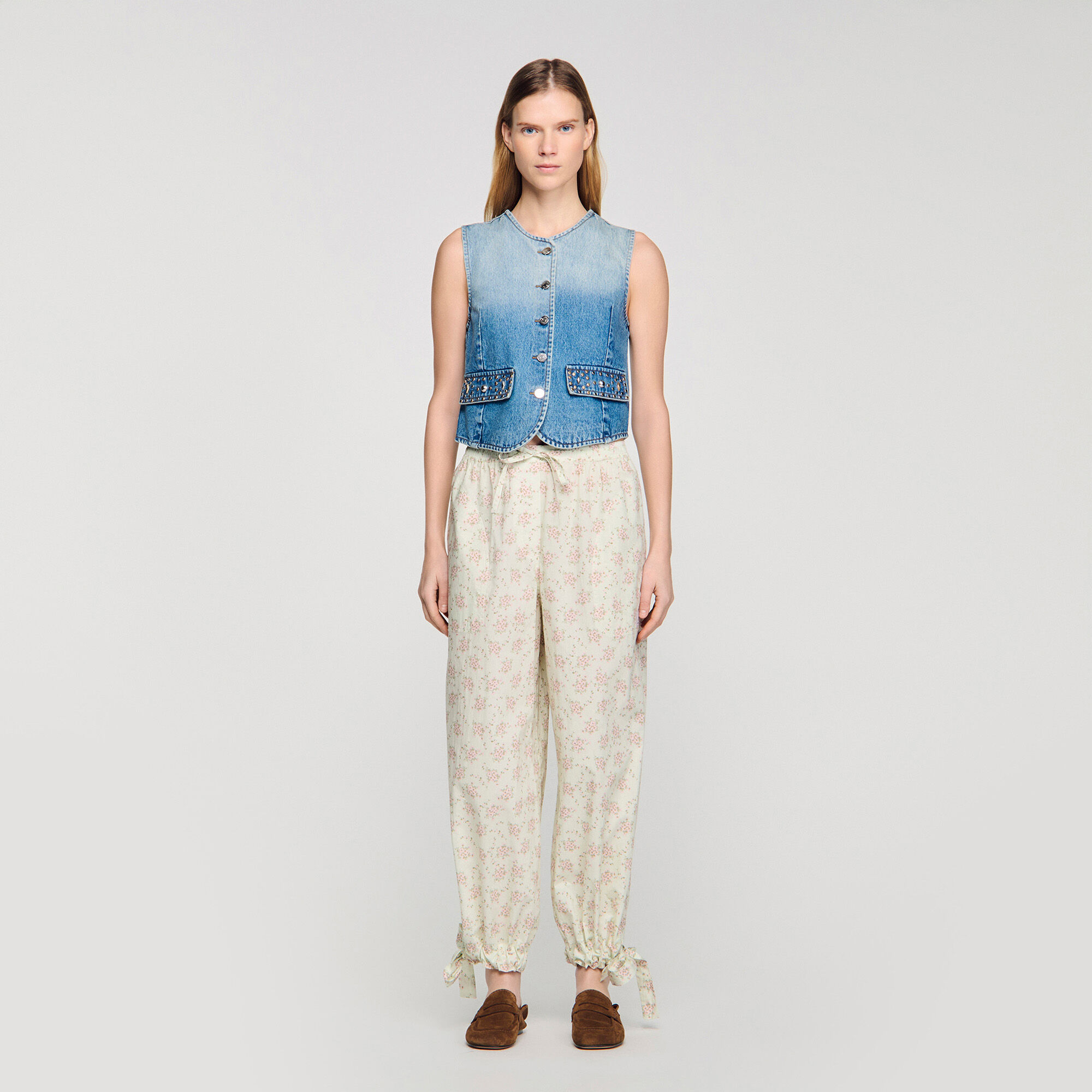 Floral wide-leg trousers