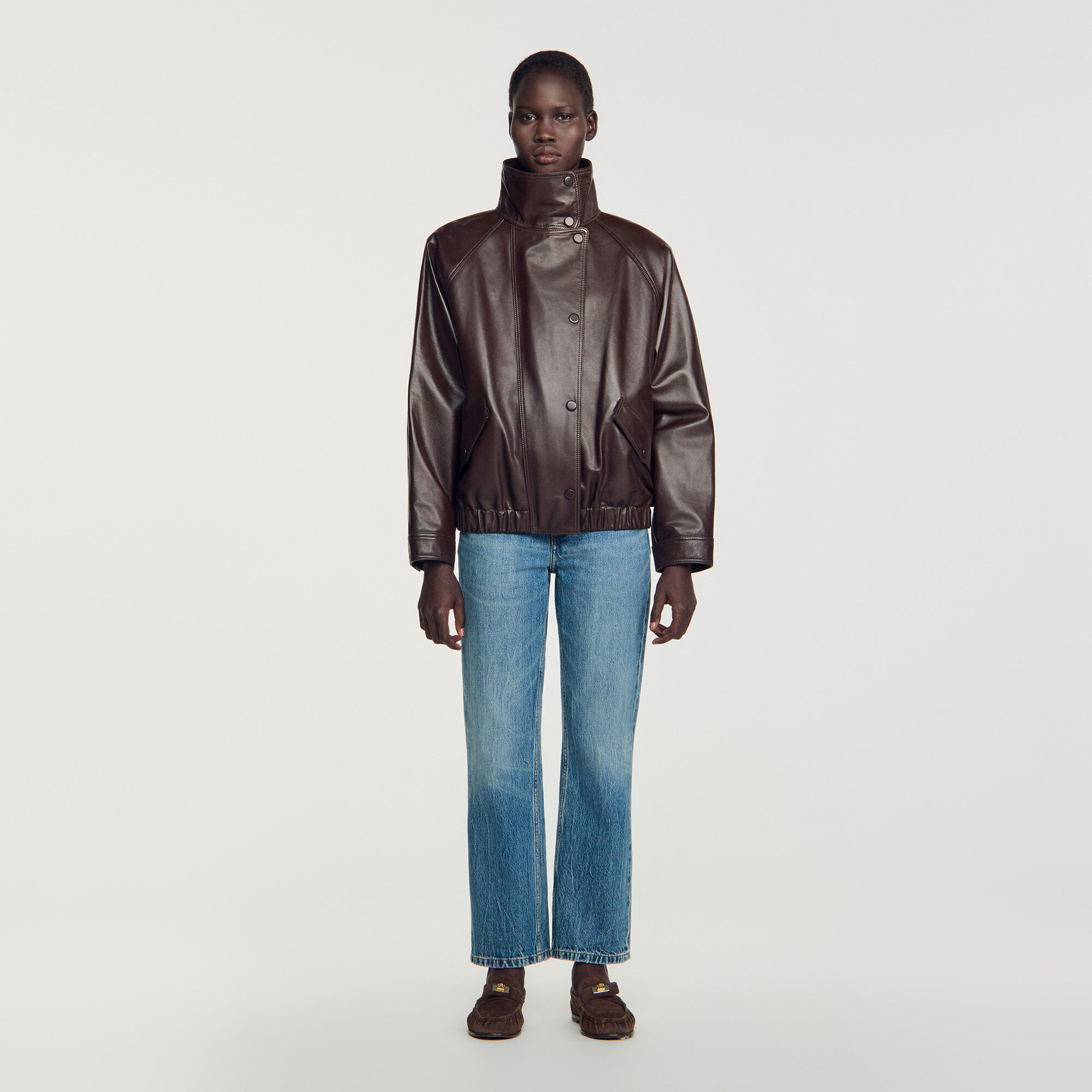 Oversized leather jacket
